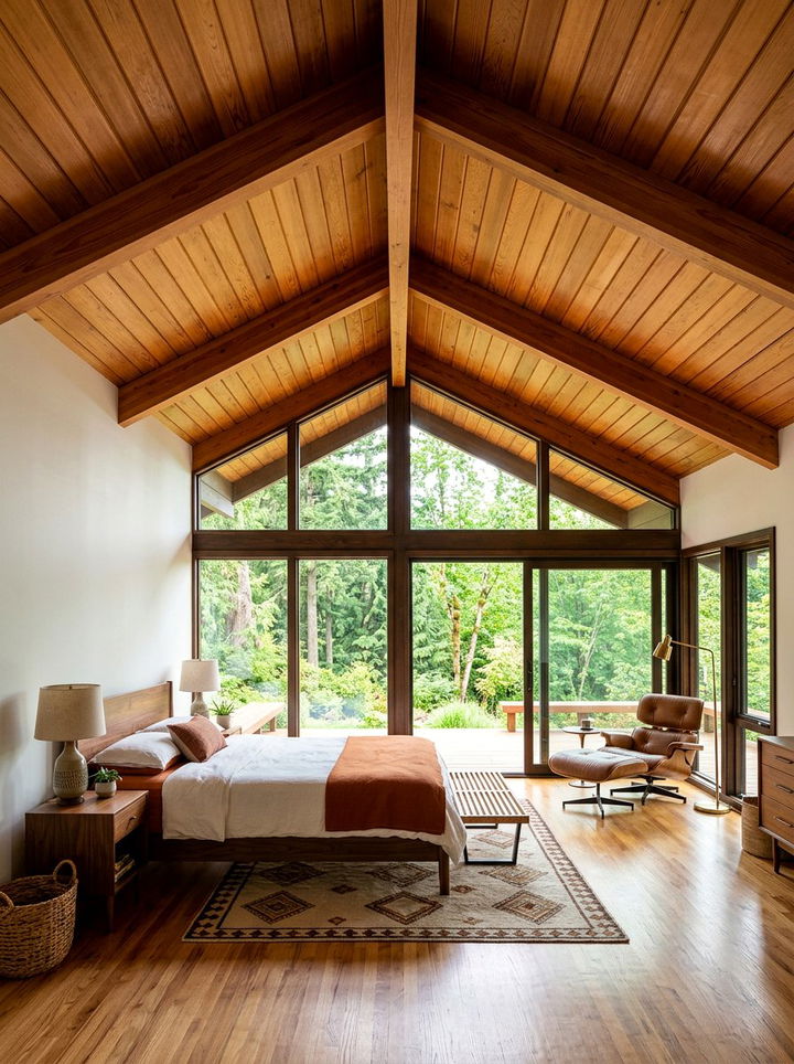 Mid Century Modern Vaulted Ceiling - 30 bedroom vaulted ceiling ideas