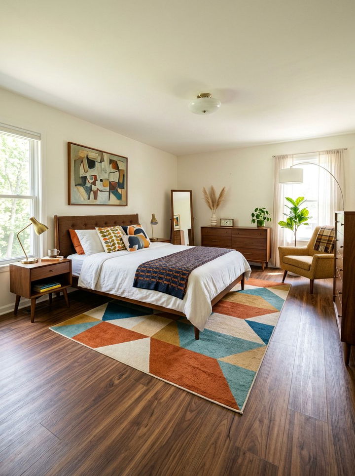 Mid Century Modern Vinyl - 30 bedroom vinyl flooring ideas