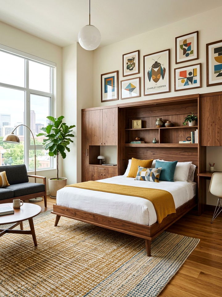 Mid Century Modern Wall Bed - 30 bedroom fold down bed ideas