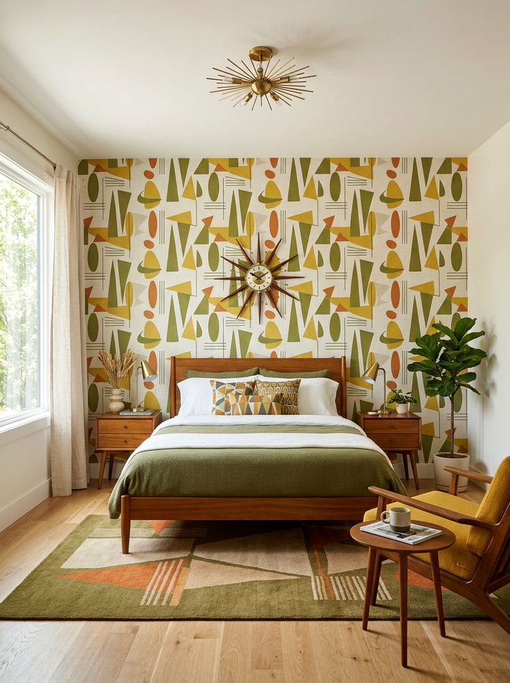 Mid Century Modern Wallpaper - 30 bedroom accent wall wallpapers