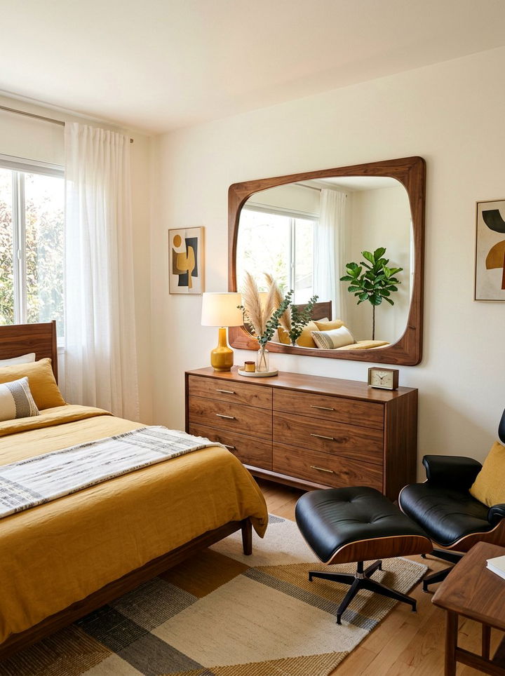 Mid Century Modern Walnut Mirror - 30 bedroom full length mirrors