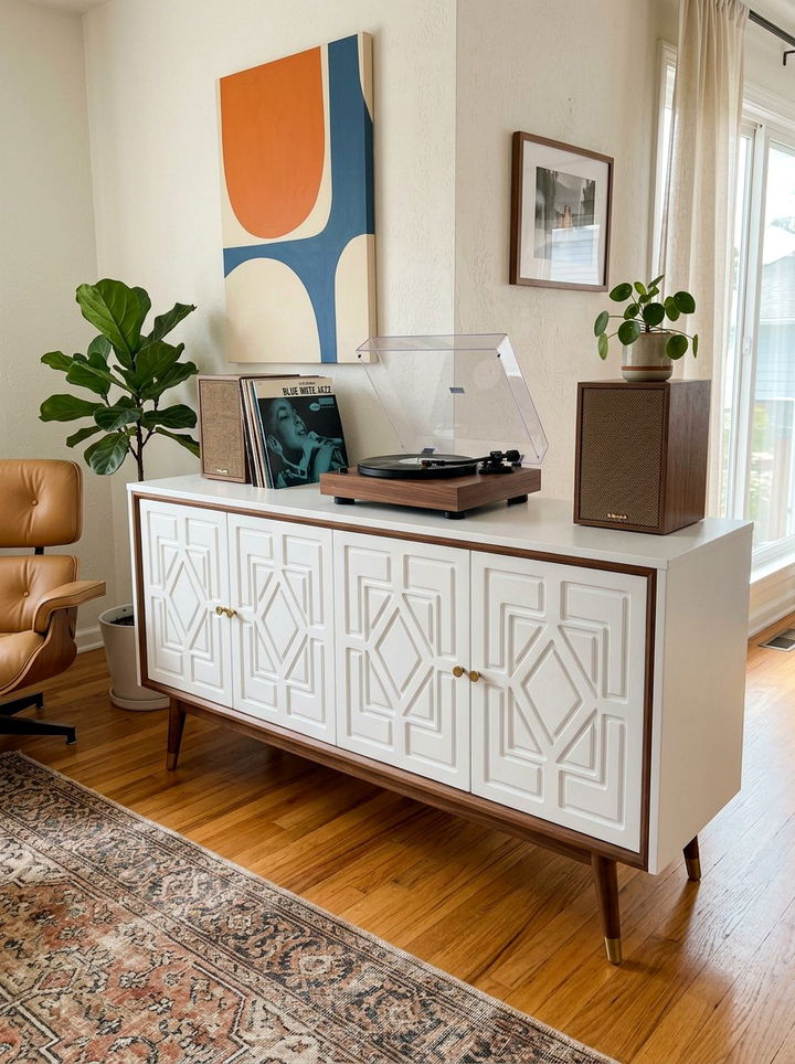 Mid Century Modern White Credenza - 30 bedroom white furniture ideas