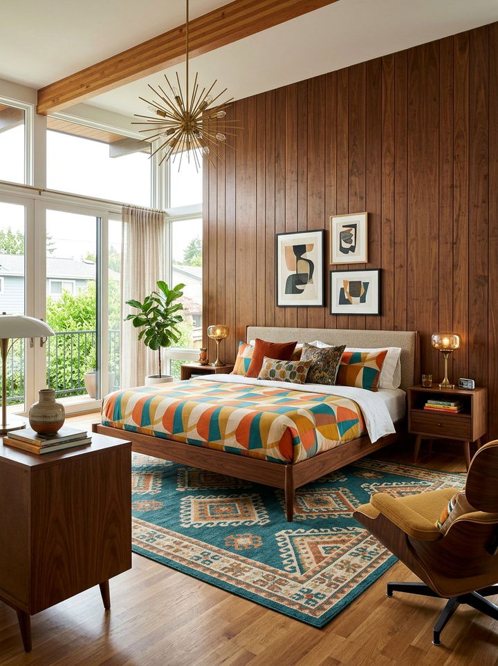 Mid Century Modern Wood Paneling - 30 bedroom wainscoting ideas