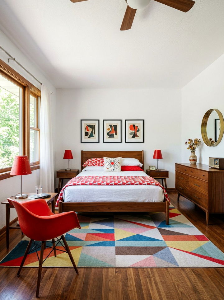Mid Century Red White Bedroom - 30 red and white bedroom ideas