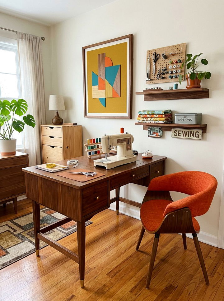 Mid Century Sewing - 30 bedroom sewing nook ideas