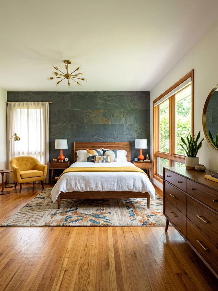 Mid Century Slate Bedroom - 30 slate bedroom ideas