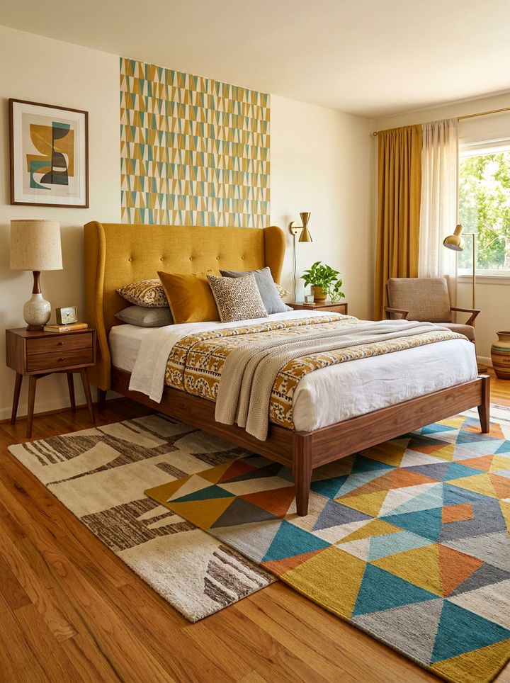 Mid Century Wingback Bed - 30 bedroom wingback headboards