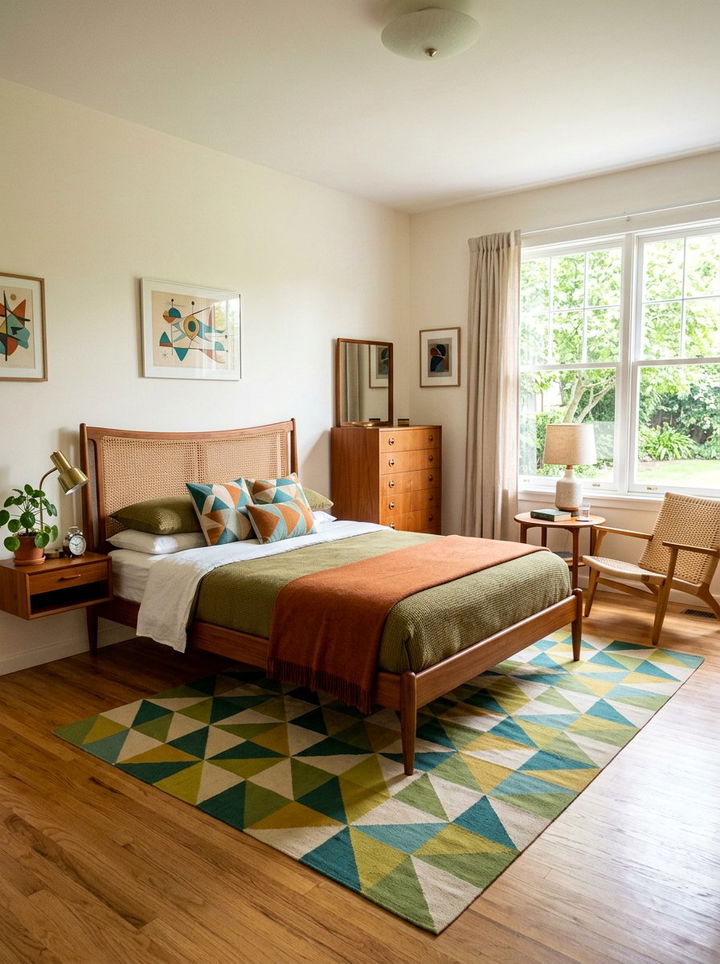 Mid Century Woven Bedroom - 30 handwoven bedroom ideas