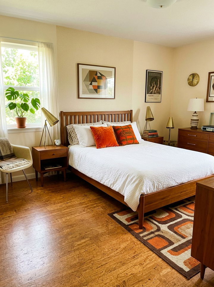 Mid century bedroom cork - 30 bedroom cork flooring ideas