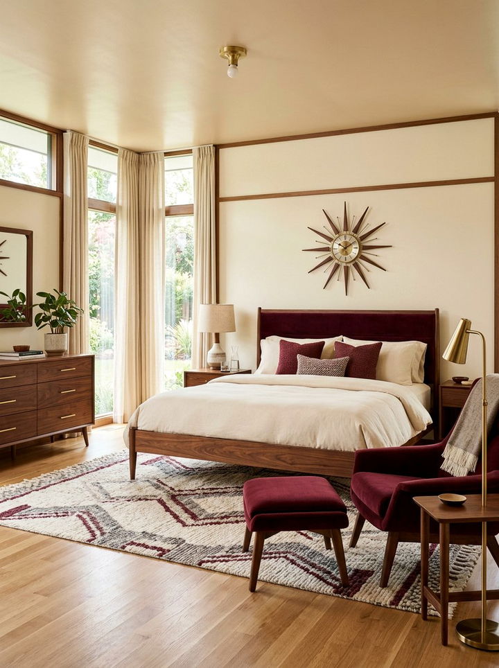 Mid century burgundy bedroom - 30 burgundy and cream bedroom ideas