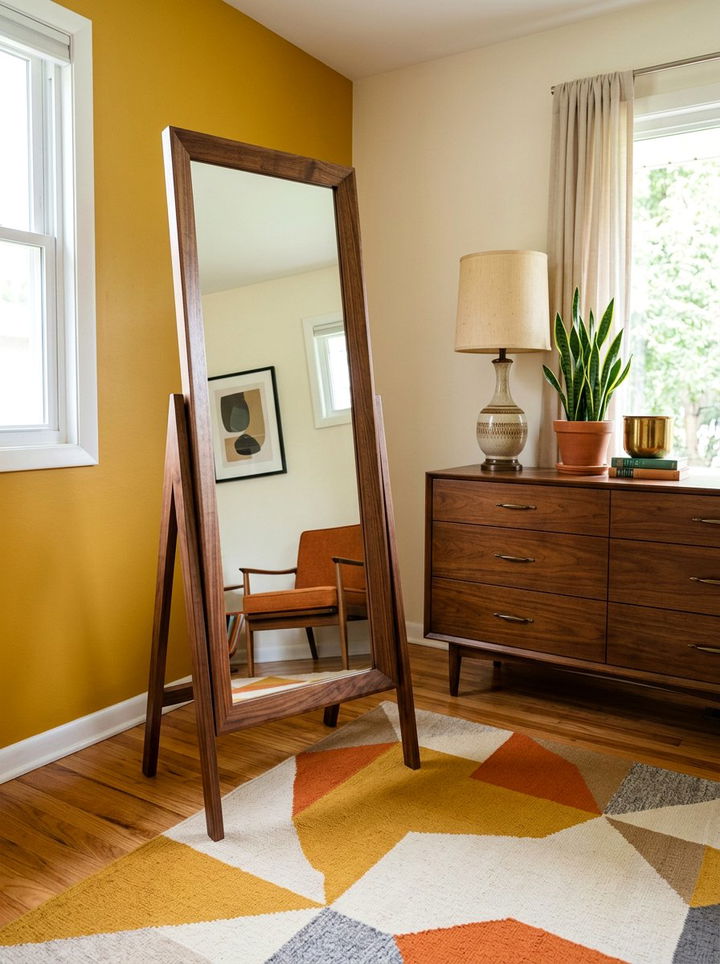 Mid century floor mirror - 30 bedroom leaning mirrors