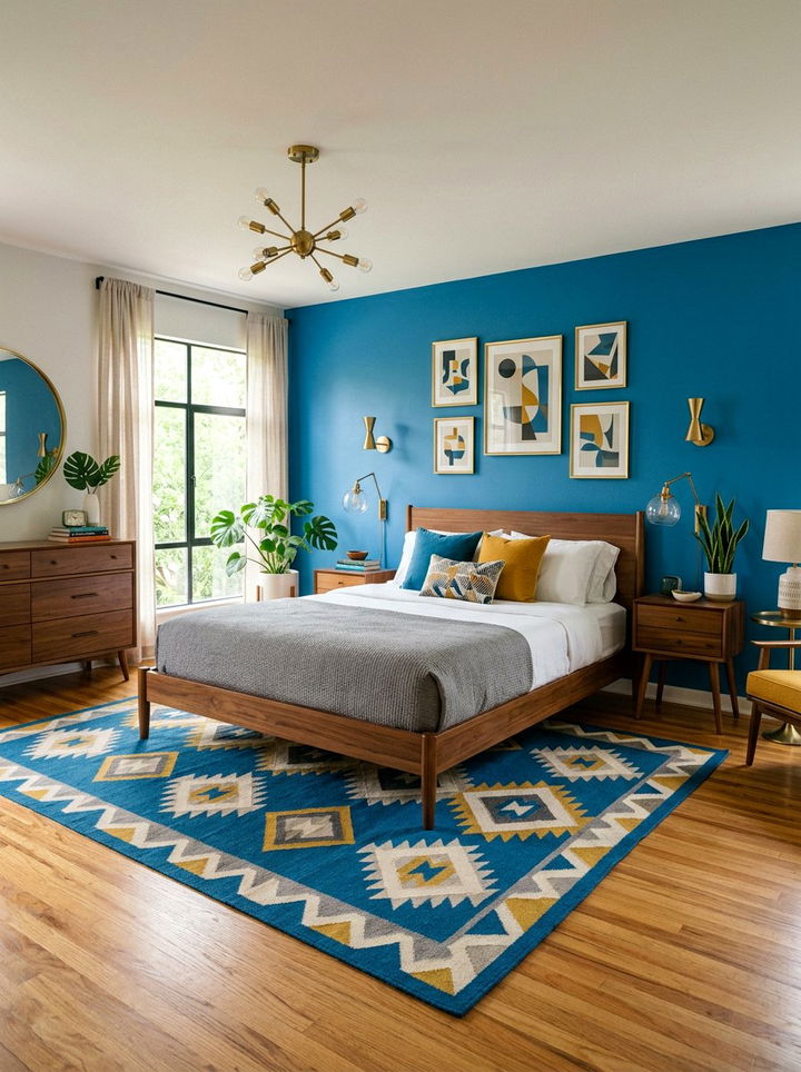 Mid century modern cerulean bedroom - 30 cerulean bedroom ideas