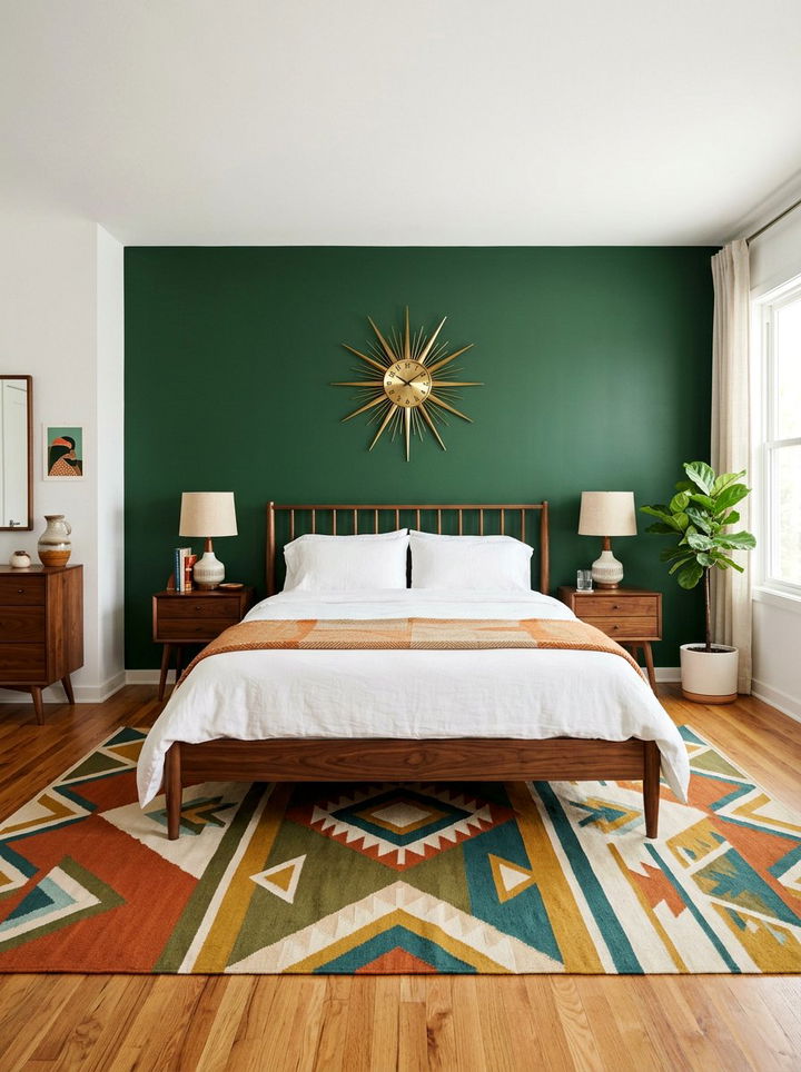 Mid century modern green accent wall - 30 forest green accent wall bedroom