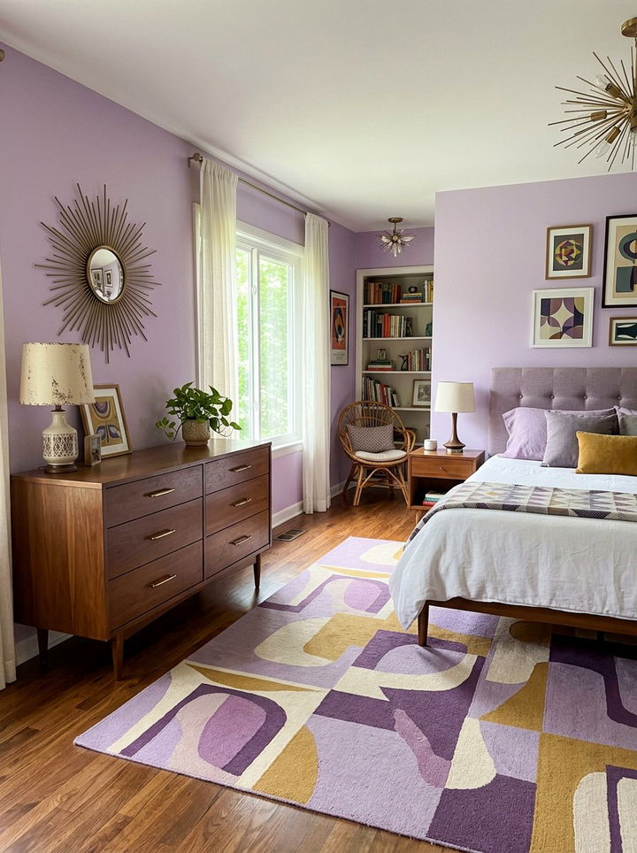 Mid century modern lilac bedroom - 30 lilac bedroom ideas