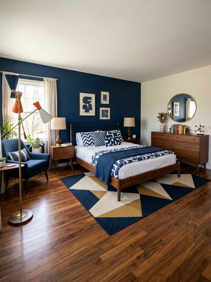 Mid century modern navy bedroom - 30 navy bedroom decor ideas