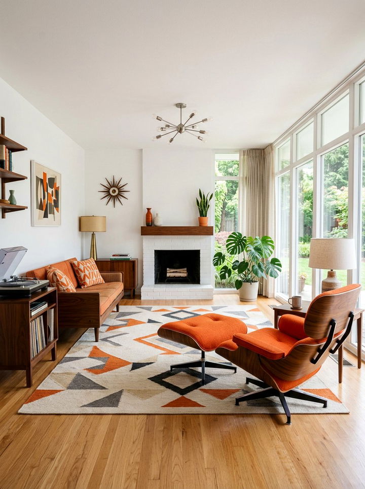 Mid century modern orange and white room - 30 orange and white bedroom ideas