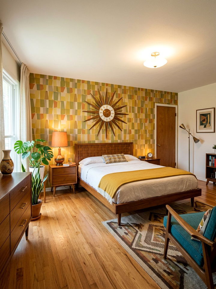 Mid century modern sunburst clock wall - 30 bedroom vintage clocks