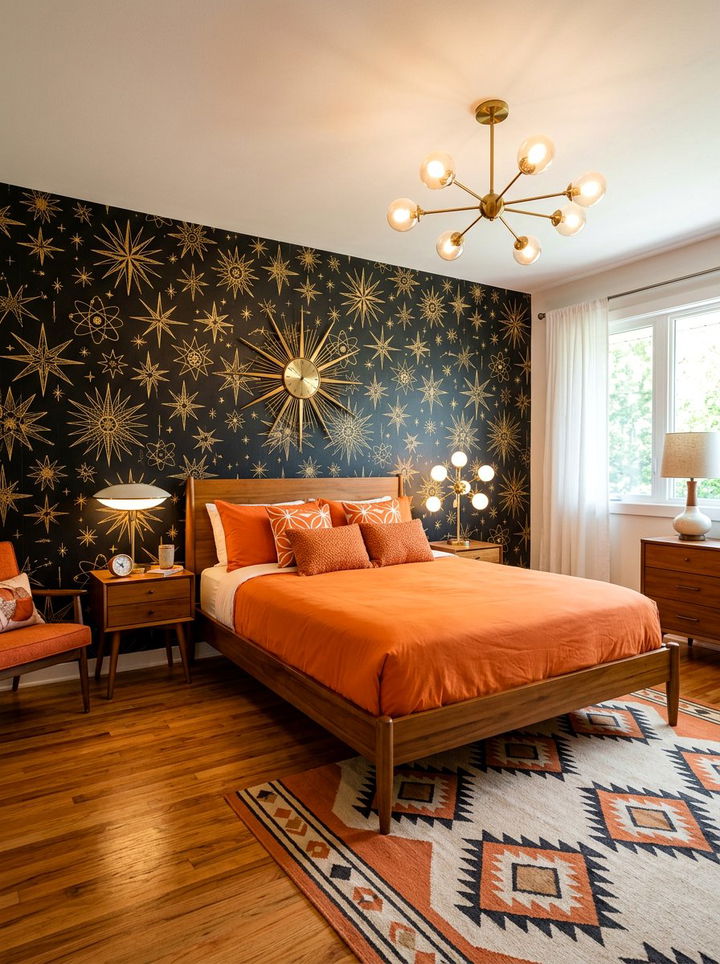 Mid century starburst wallpaper - 30 bedroom vintage wallpapers