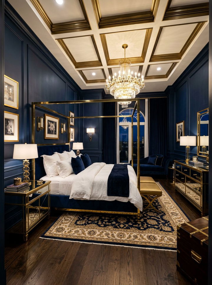 Midnight Blue And Brass Bedroom - 30 midnight blue bedroom ideas