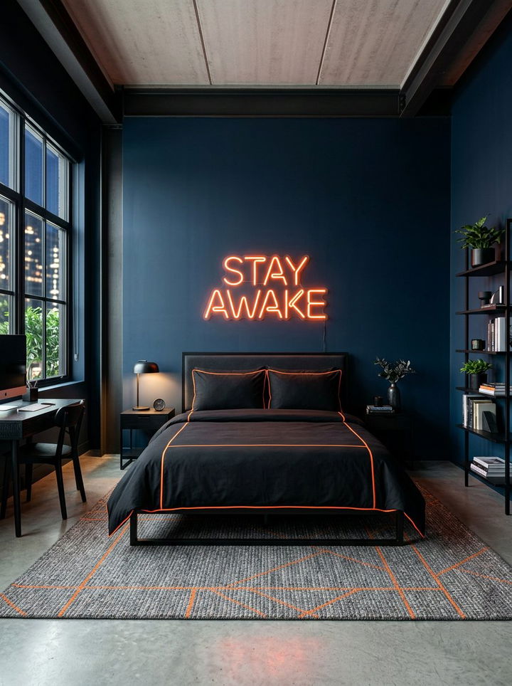 Midnight Blue And Neon Orange Bedroom - 30 orange and blue bedroom color combo