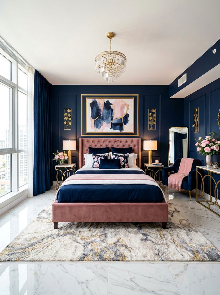 Midnight Blue And Pink Bedroom - 30 midnight blue bedroom ideas