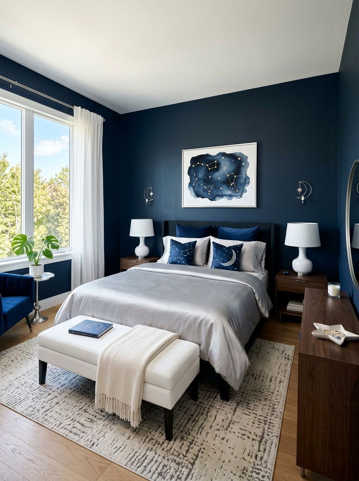 Midnight Blue Bedroom - 30 moody bedroom color ideas