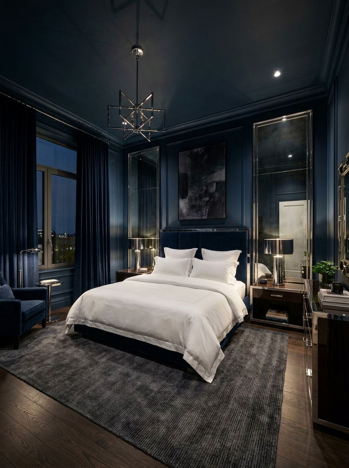 Midnight Blue Bedroom - 30 contemporary blue bedroom ideas