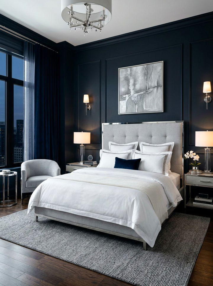 Midnight Blue Bedroom - 30 cool toned bedroom ideas