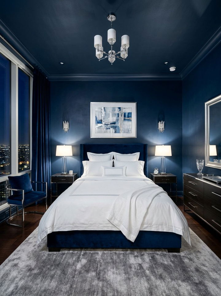 Midnight Blue Bedroom - 30 dark bedroom ideas