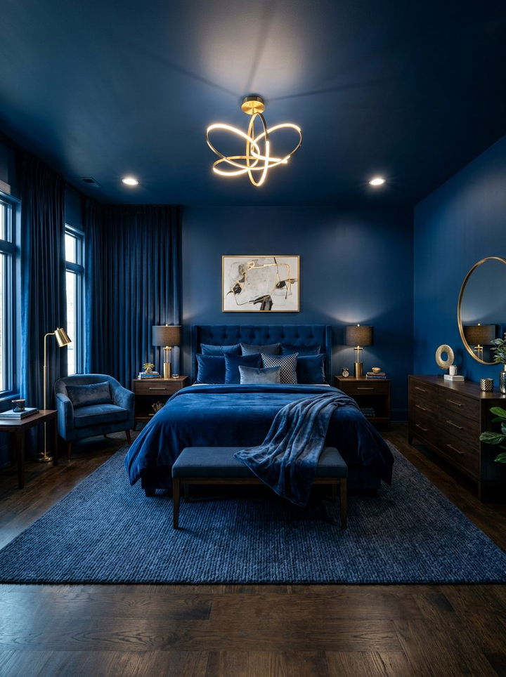 Midnight Blue Bedroom - 30 monochromatic bedroom ideas