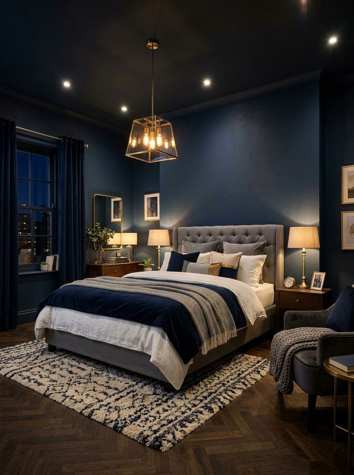Midnight Blue Bedroom Lighting - 30 midnight blue bedroom ideas