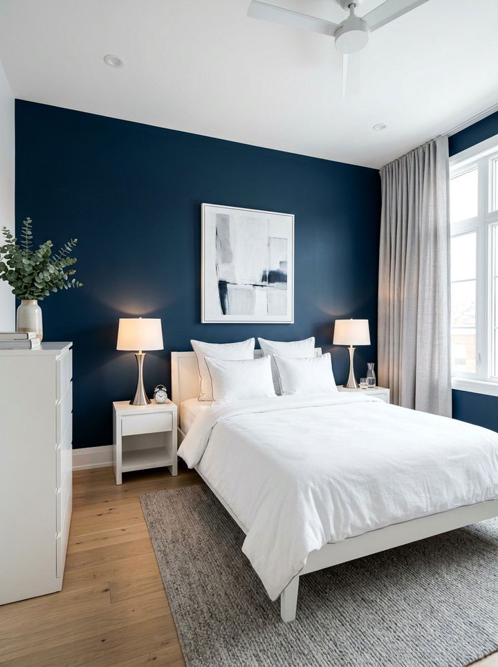 Midnight Blue Bedroom Wall - 30 dark bedroom accent wall ideas