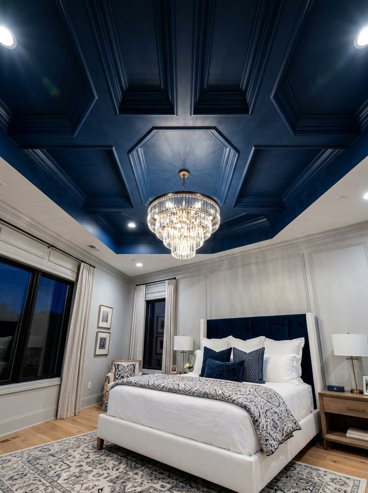Midnight Blue Ceiling - 30 midnight blue bedroom ideas