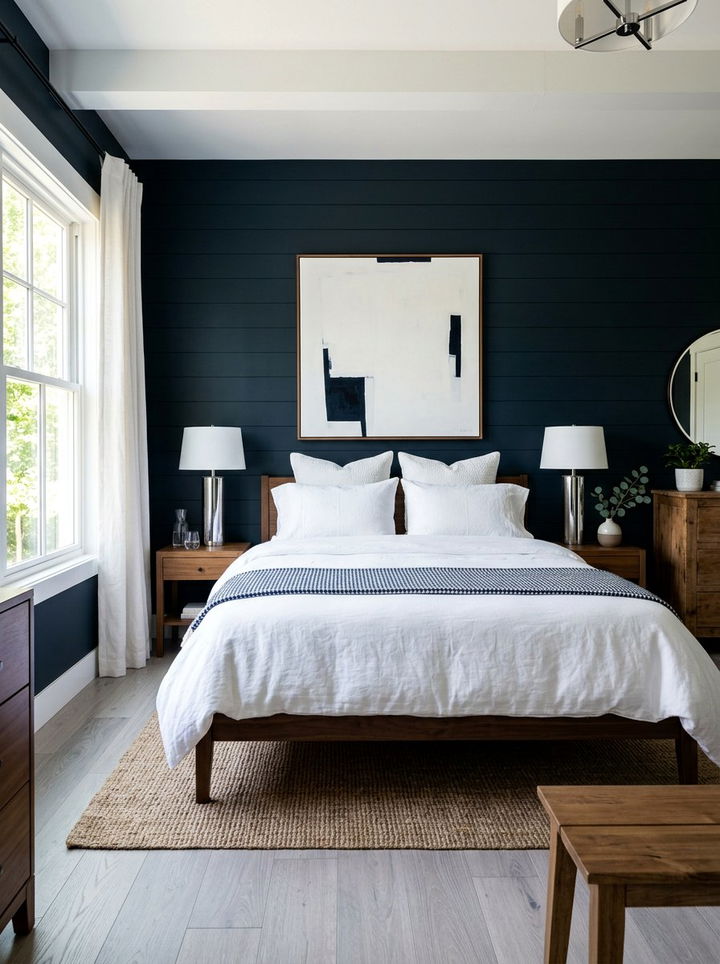 Midnight Blue Farmhouse Bedroom - 30 farmhouse bedroom color ideas