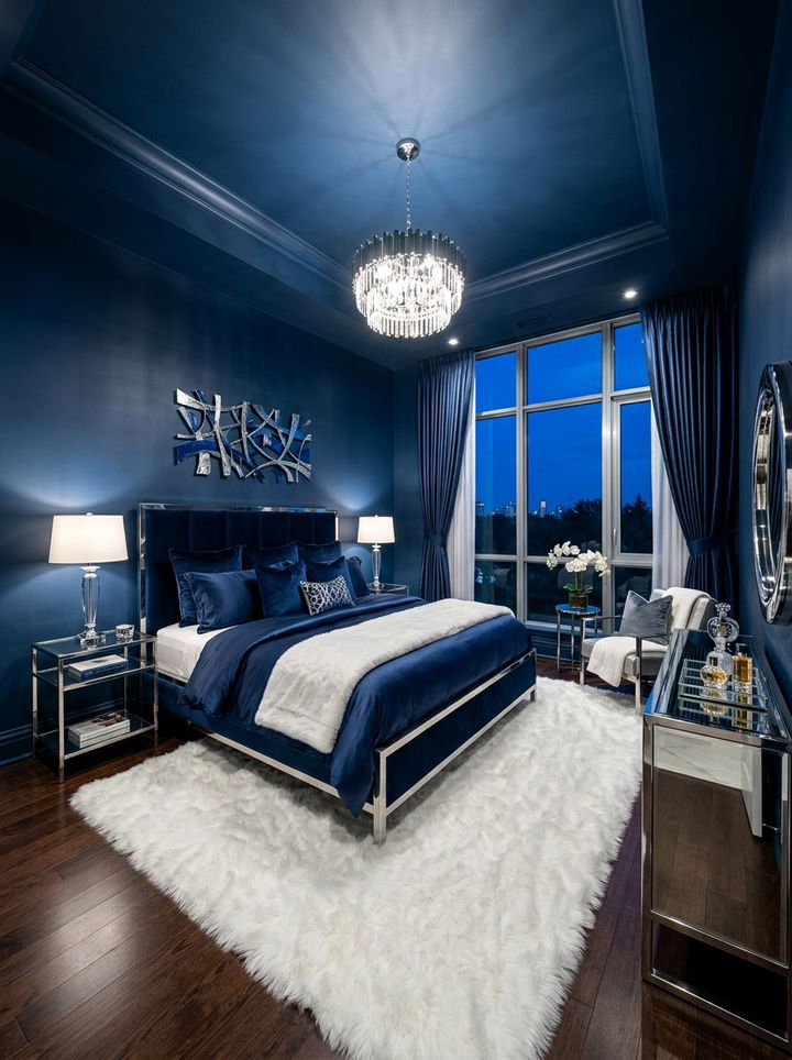 Midnight Blue Luxury Bedroom - 30 jewel toned bedroom ideas