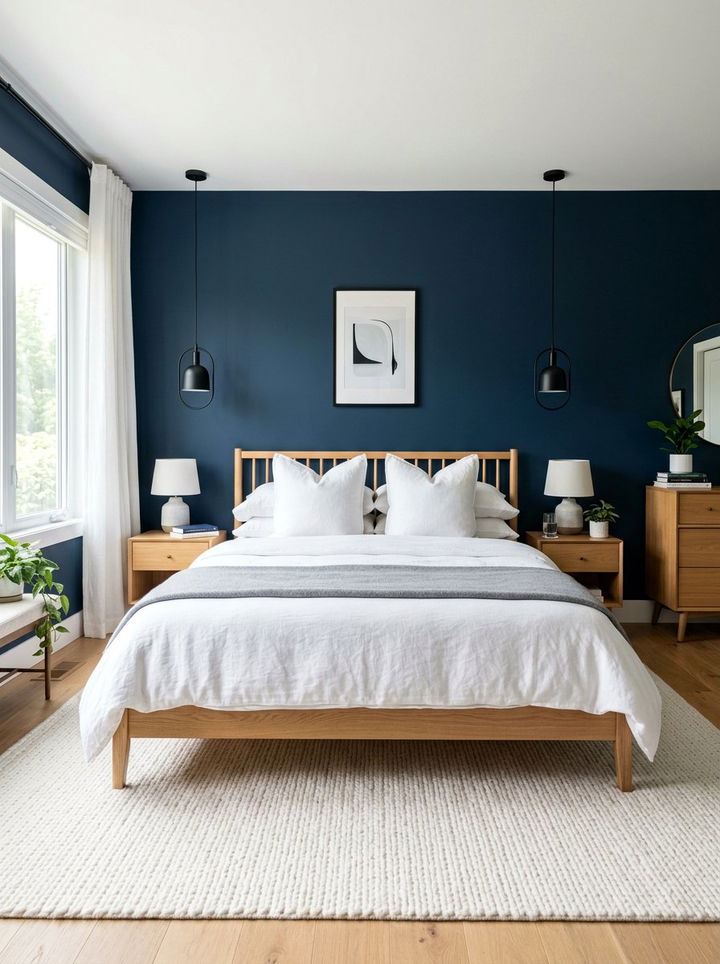 Midnight Blue Modern Bedroom - 30 dark color bedroom ideas