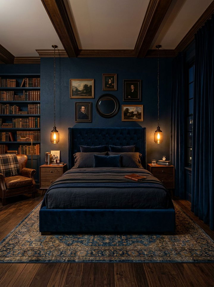 Midnight Blue Moody Bedroom - 30 blue bedroom design ideas
