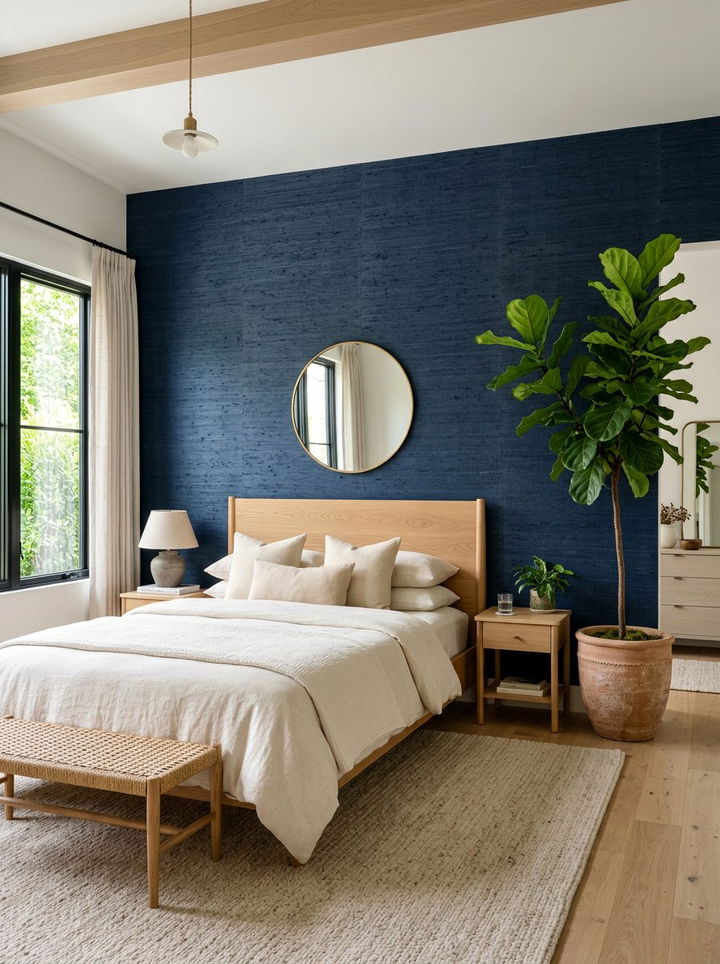 Midnight Blue Textured Wallpaper - 30 midnight blue bedroom ideas