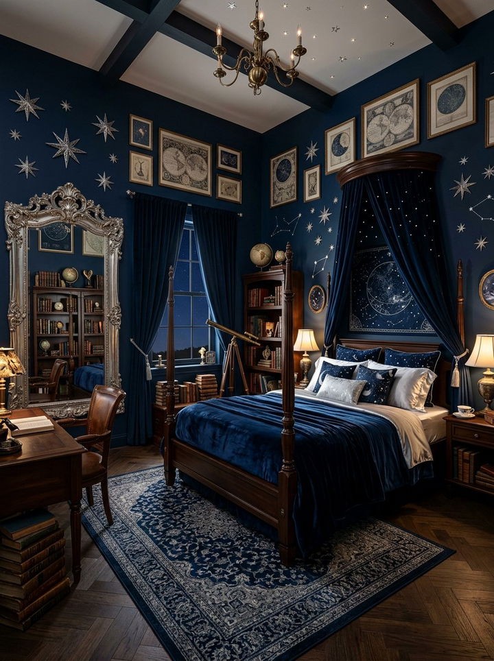Midnight Blue - 30 dark academia bedroom color ideas