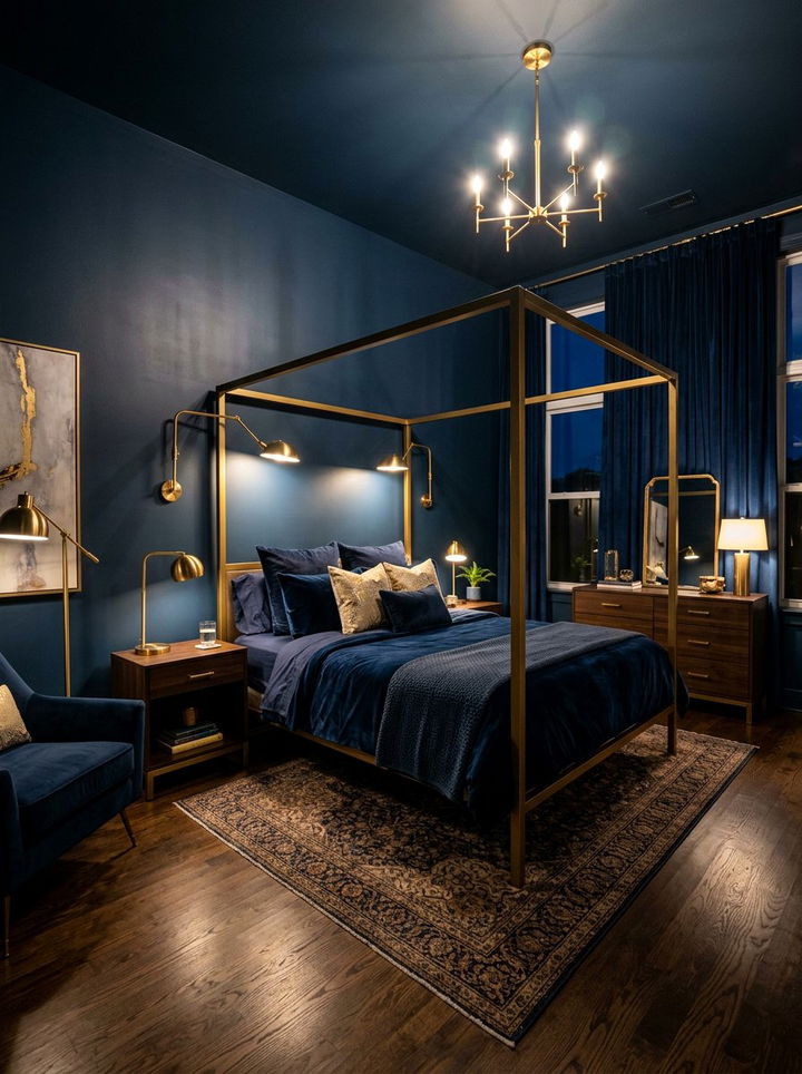 Midnight blue bedroom - 30 sky inspired bedroom color ideas