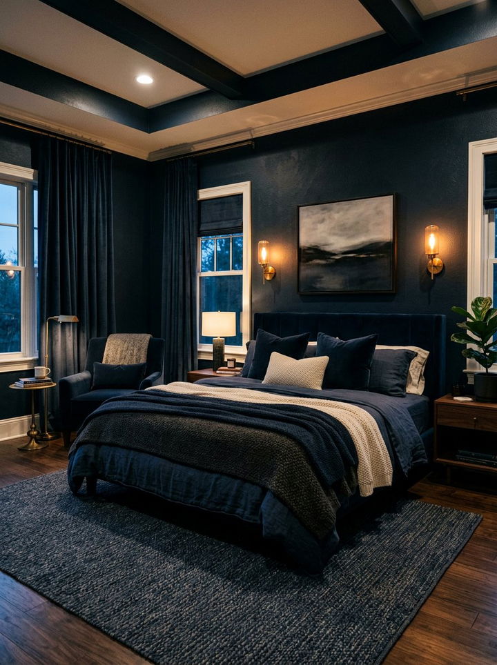 Midnight blue bedroom - 30 bedroom blue walls