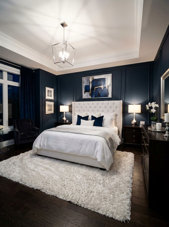 Midnight blue master bedroom - 30 traditional blue bedroom ideas