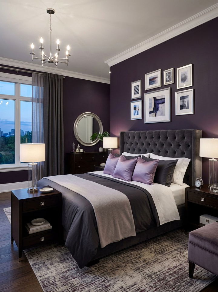 Midnight plum bedroom walls - 30 moody bedroom ideas