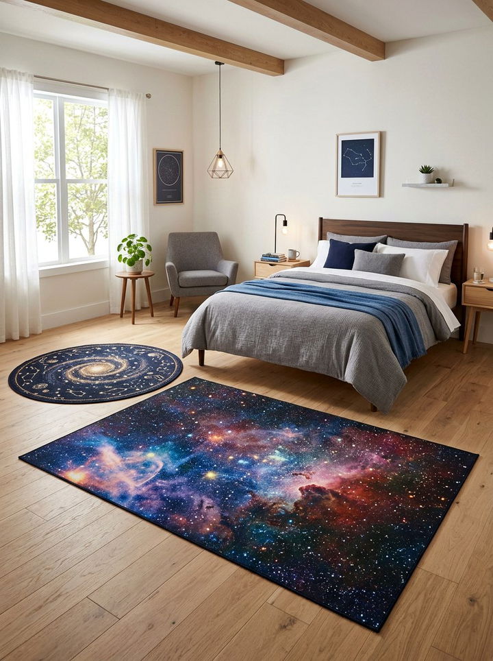 Milky Way Floor Mat - 30 solar system bedroom ideas