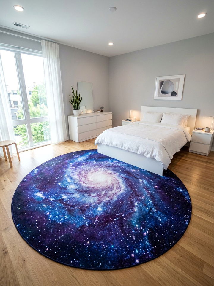 Milky Way Floor Rug - 30 galaxy bedroom ideas