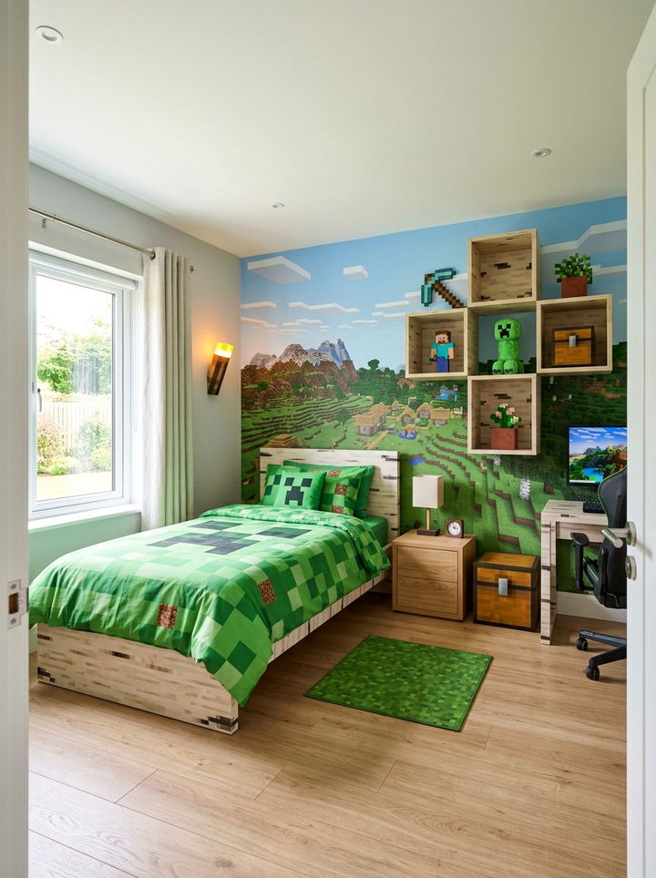 Minecraft Inspired Bedroom - 30 geek bedroom ideas