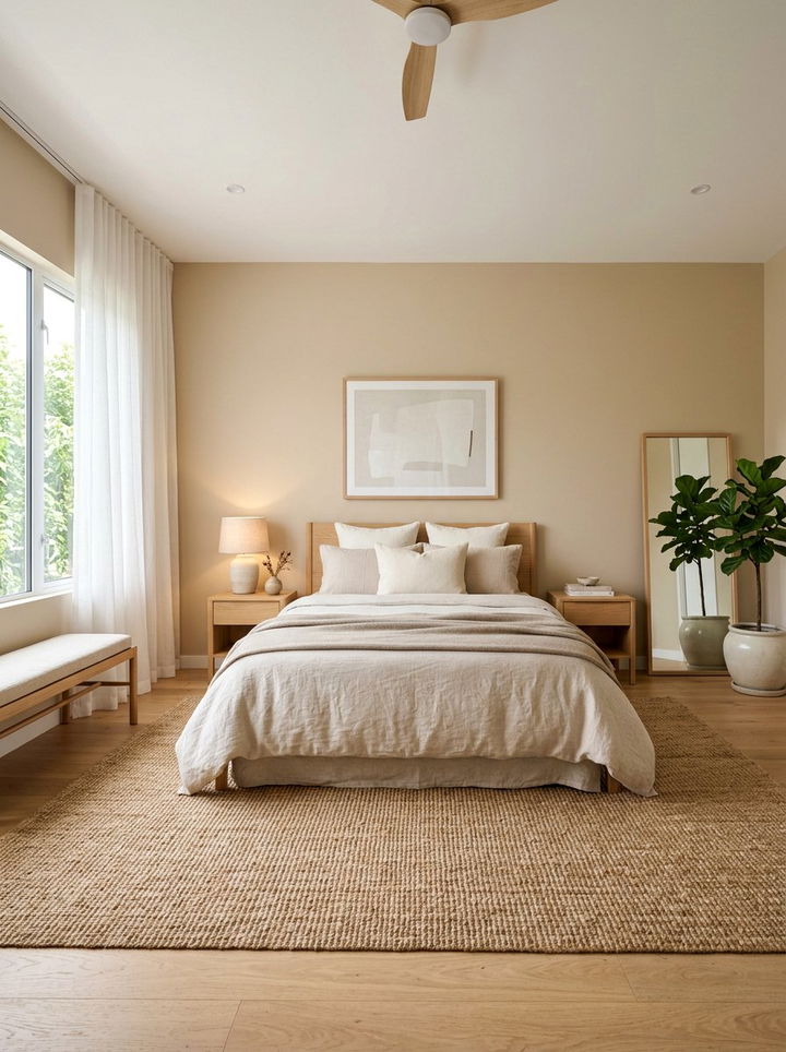 Minimalist Beige Bedroom - 30 monochrome bedroom ideas