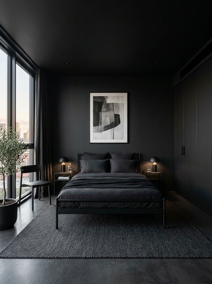 Minimalist Black Bedroom - 30 monochrome bedroom ideas