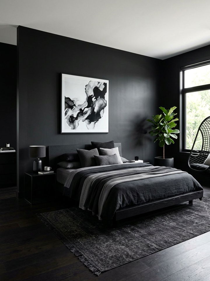 Minimalist Black Bohemian Bedroom - 30 bohemian black bedroom ideas