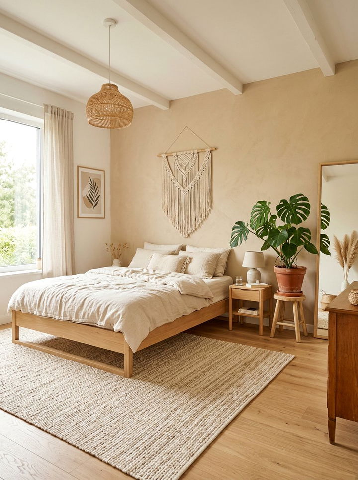 Minimalist Bohemian Bedroom - 30 bohemian beige bedroom ideas